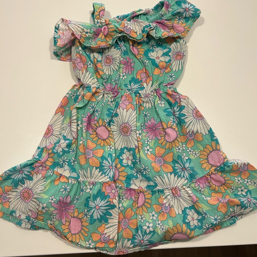 Jumping Beans Floral Kids Dress - Green, Pink, Orange